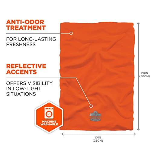 Ergodyne Chill-Its 6487 (One Size) Cooling Neck Gaiter, Multiple Ways to Wear Headband or Face Mask,Orange,