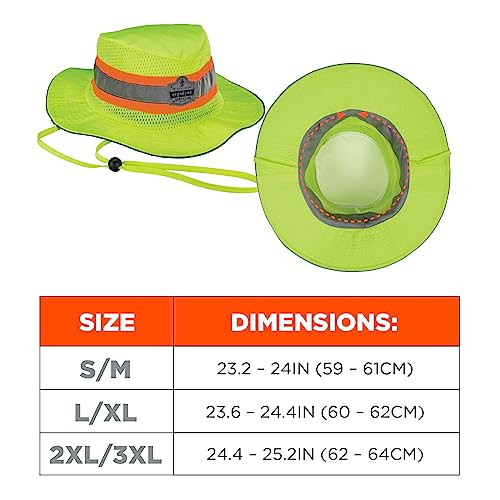 Ergodyne( Large-X-Large) unisex adult Hi Vis Ranger Sun Hat Microfiber, Lime