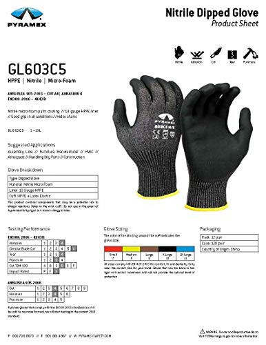Pyramex (Size-XL) Micro Foam Nitrile Safety Gloves GL603C5XL/10