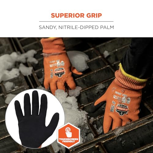 Ergodyne (Size-Small) ProFlex Coated Waterproof Winter Work Gloves - A5 Cut-Resistant, orange,7551/S