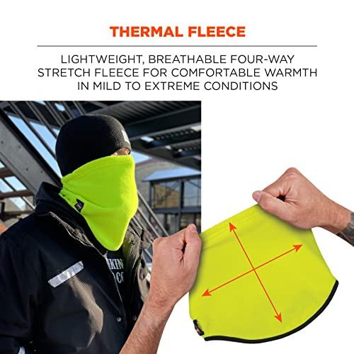 Ergodyne (One Size) N-Ferno Winter Neck Gaiter, Thermal Fleece, High Visibility Lime 6960HV