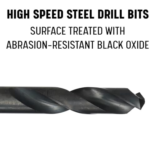 Drill America (12-Pack), 5/32" High Speed Steel Heavy Duty Split Point Stub Drill Bit  DWDST5/32, Black Oxide