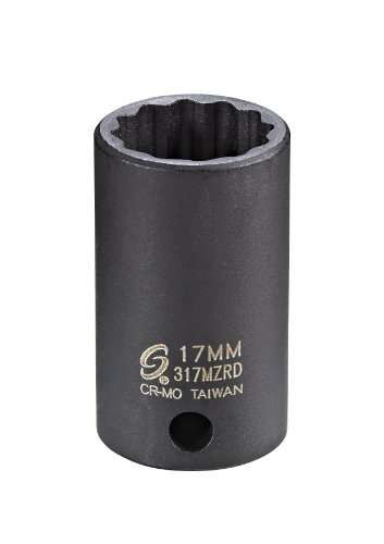 SUNEX 317MZRD 3/8-Inch Drive 17mm 12-Point Semi-Deep Impact Socket