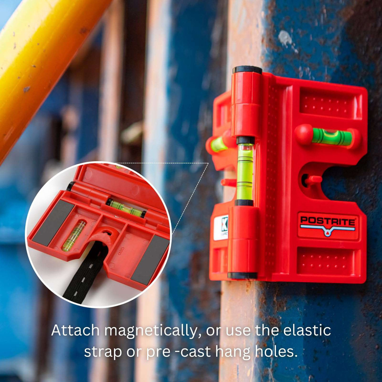 Kapro - 340 Postrite Post Level - Adjustable Folding Post Level - For Use on Posts and Pipes - Includes Strap and 3 Vials - Magnetic