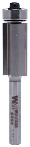 Whiteside 2402 Two Flute Flush Trim Router Bit: 1/2 Inch Cutting Diameter, 1 Inch Cutting Length, 1/4 Inch Shank, 2-5/8 Inch Overall Length, B3 Bearing