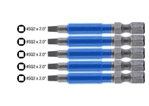 Wiha (5 Pack) 70282 TerminatorBlue Impact Bit Square #2-2"
