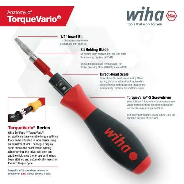 Wiha 28581 Bit Holder Adapter For 1/4-Inch Drive Bits