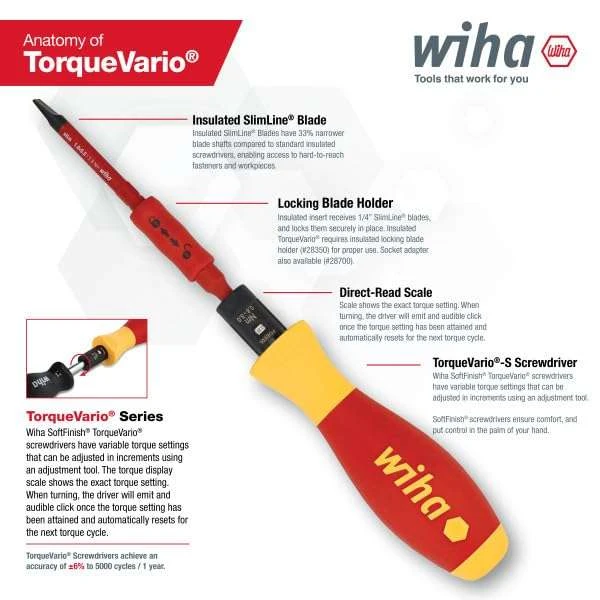 Wiha 28581 Bit Holder Adapter For 1/4-Inch Drive Bits