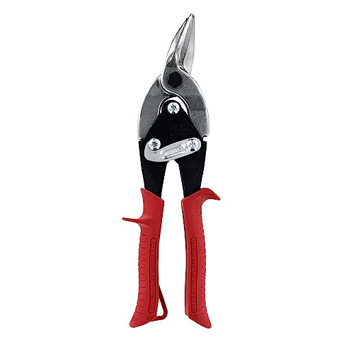 MIDWEST Aviation Snip - Left Cut Regular Tin Cutting Shears with Forged Blade & KUSH'N-POWER Comfort Grips - MWT-6716L
