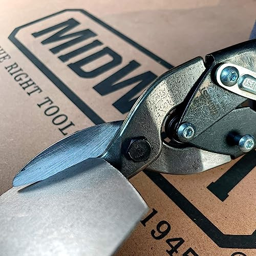 MIDWEST Utility Aviation Tin Snip - Wide and Trim Cut Cold Rolled Steel Cutter, Made in the USA - MWT-67S