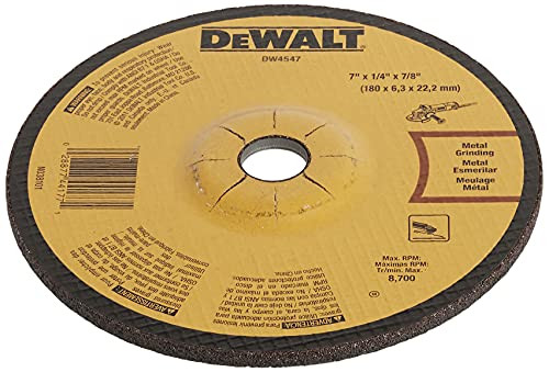 DEWALT DW4547 7"x1/4" High Performance Fast Metal Grinding Wheel, 7/8" Arbor