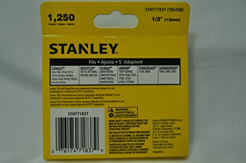 STANLEY  STHT71837 STAPLES, HD, 1/2 IN, 1250 PC, PAPER