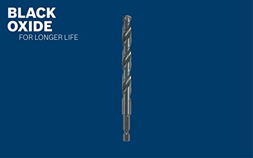 BOSCH BL2151IM 1-Piece 3/8 in. x 5 in. Black Oxide Metal Drill Bit Impact Tough with Impact-Rated Hex Shank for Applications in Steel, Copper, Aluminum, Brass, Oak, MDF, Pine, PVC and More