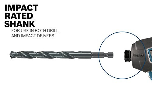 BOSCH BL2137IM 1-Piece 5/32 in. x 3-1/8 in. Black Oxide Metal Drill Bit Impact Tough with Impact-Rated Hex Shank for Applications in Steel, Copper, Aluminum, Brass, Oak, MDF, Pine, PVC and More