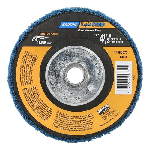 Norton Stripping Grinder Wheel 04015, Paint Stripper for Metal, Rapid Strip, 4 1/2 Extra Coarse Inch Wheel Adaptable with Right Angle Grinder, Pack of 1