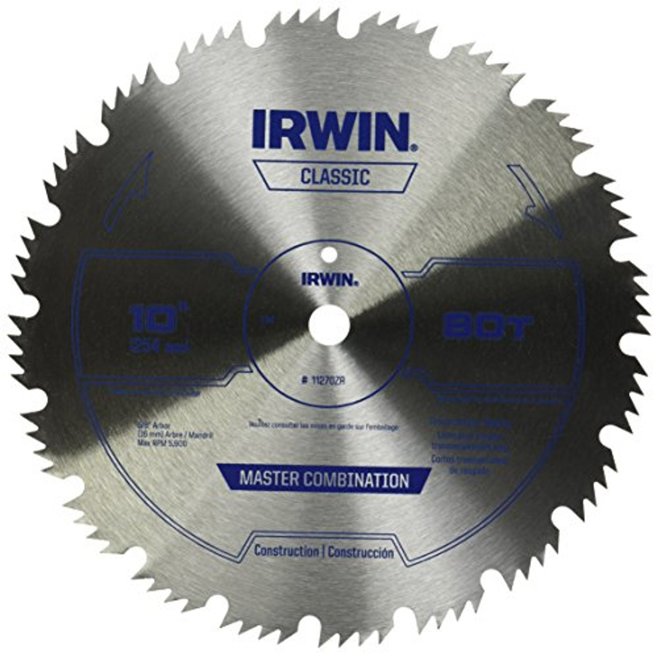 IRWIN Tools Steel Table / Miter Circular Saw Blade, 10-Inch, 80 Tooth (11270ZR)