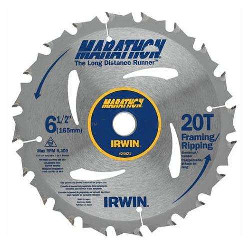 IRWIN Tools MARATHON Carbide Cordless Circular Saw Blade, 6 1/2-inch, 20T (24021)