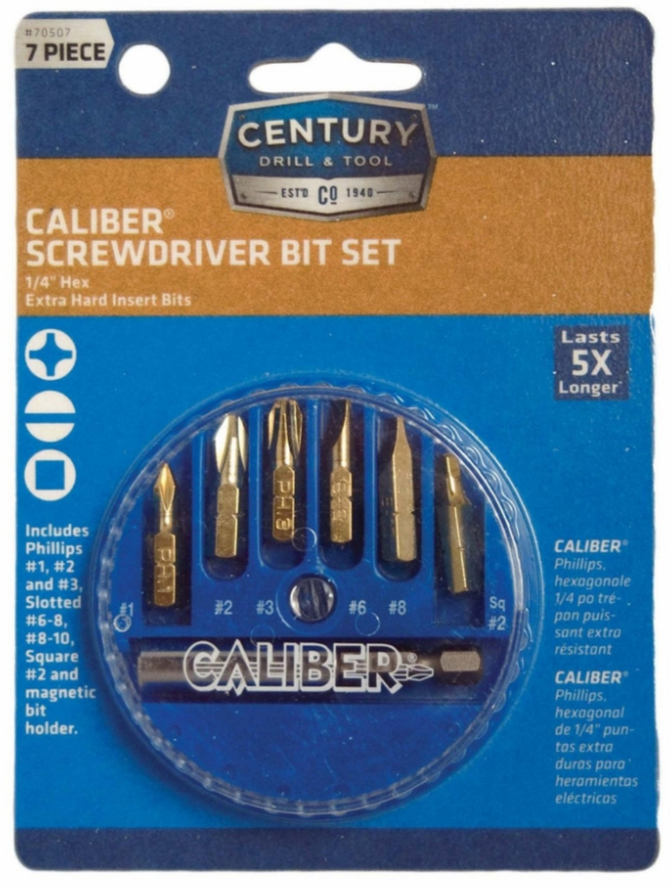 Century Drill and Tool 70507 Screwdriver Bit Set, 7-Piece