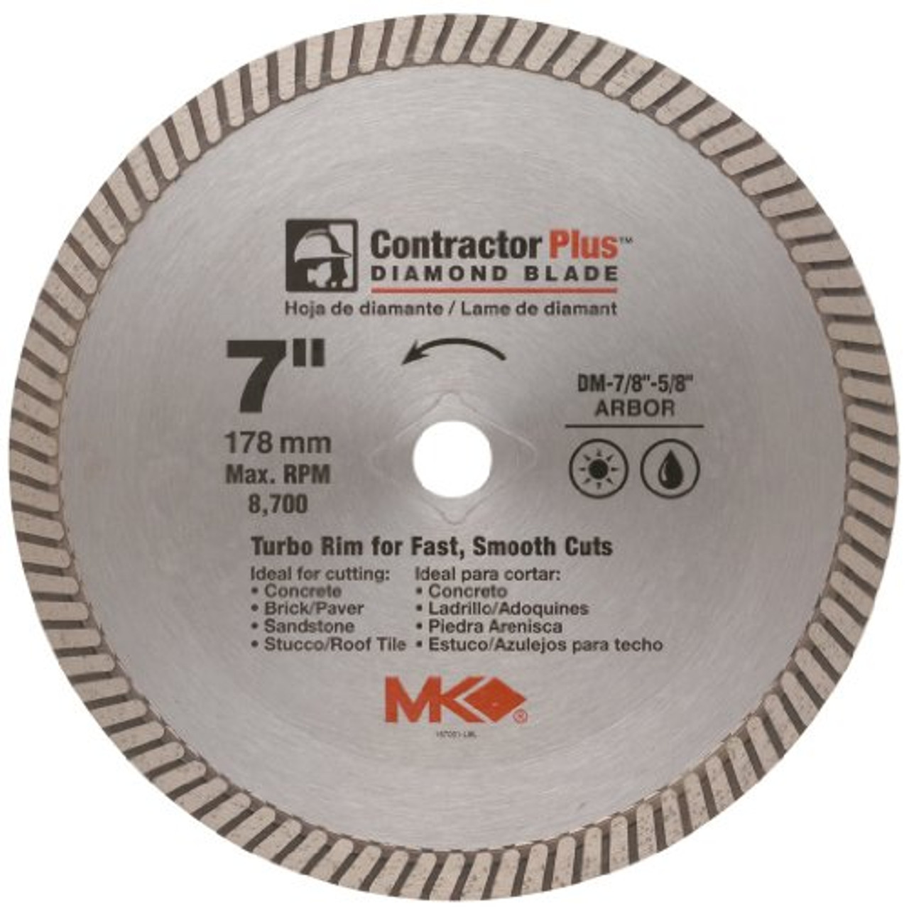 M.K. Diamond Prod. 167001 Diamond Blade 7"" Dia Mk925d 5/8"" Round