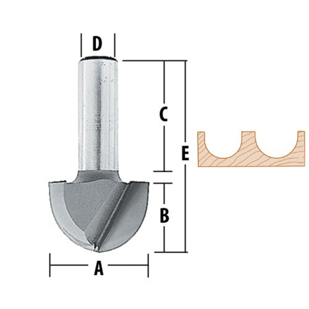 Makita 733008-6A Router Bit, 1/2-Inch Core Box, 2 Flute, 1/4-Inch SH, C.T.