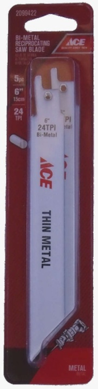 ACE 2099422 Bi-Metal 6" x 24TPI Reciprocating Saw Blade - 5 Pack