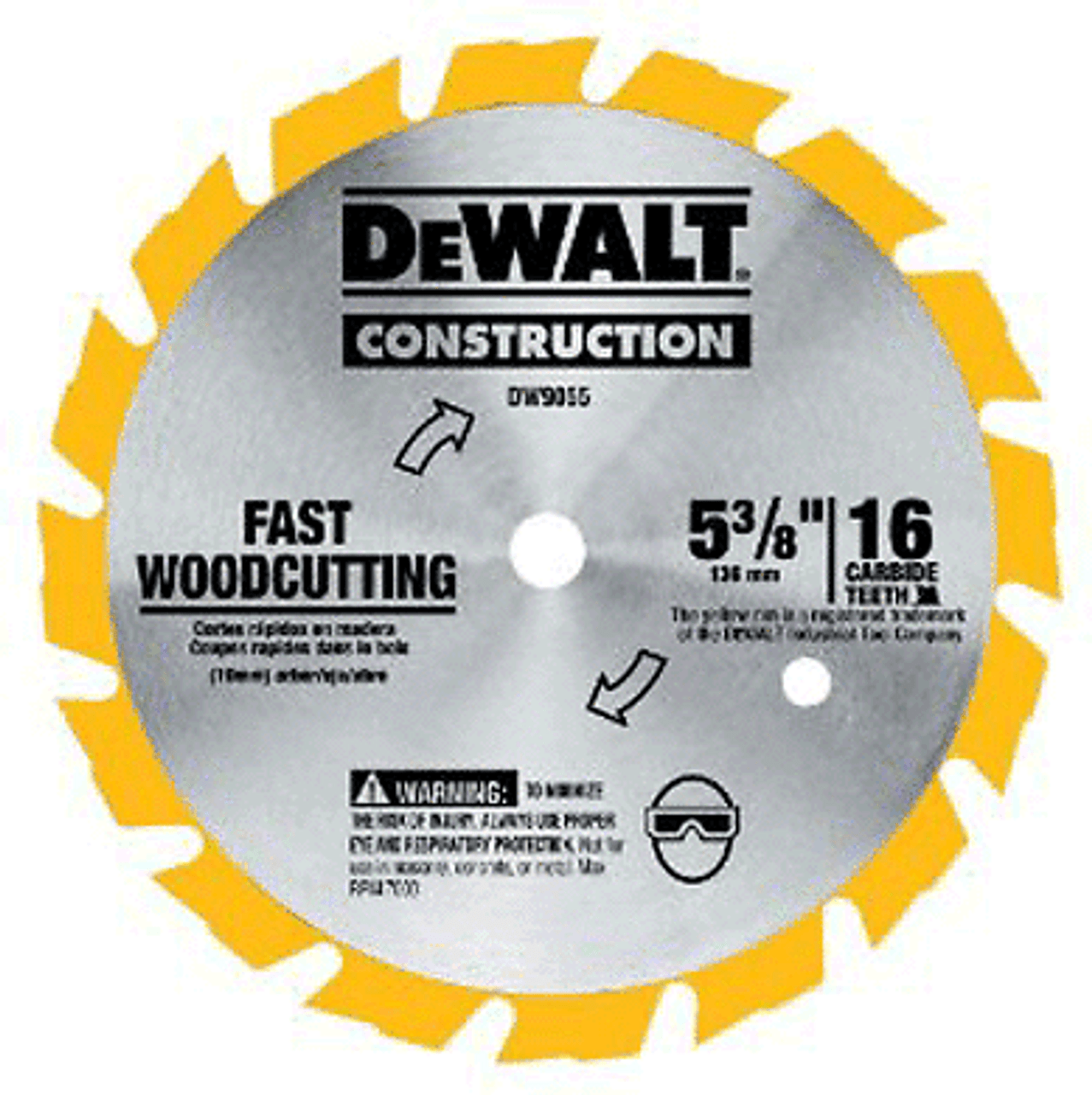 DEWALT DW9055 5-3/8"" x 16 Tooth Fast Woodcutting Carbide Saw Blade