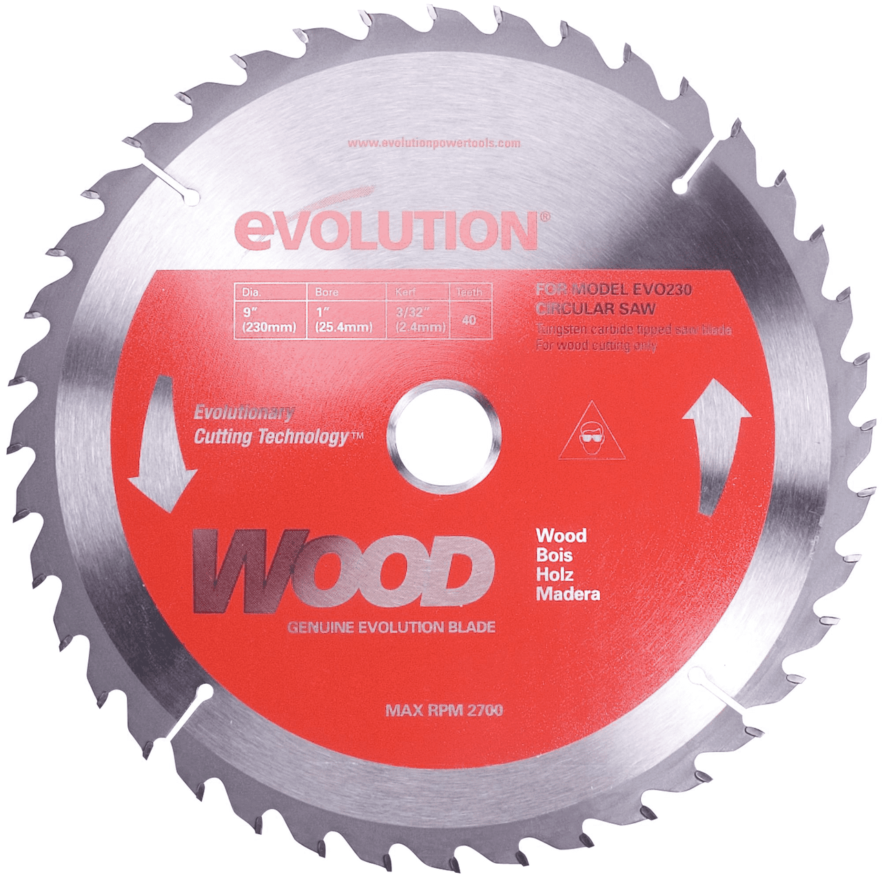 Evolution Power Tools Wood Cutting Blade 9"