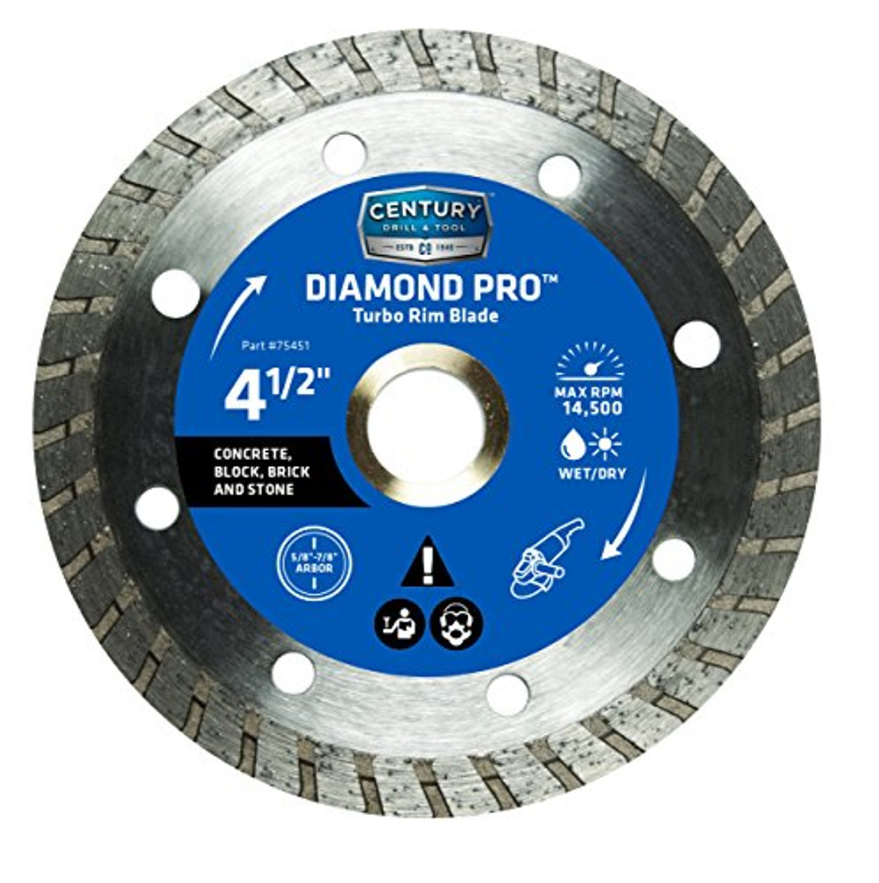 Century Drill and Tool 75451 Professional Turbo Rim Diamond Saw Blade, 4-1/2-Inch