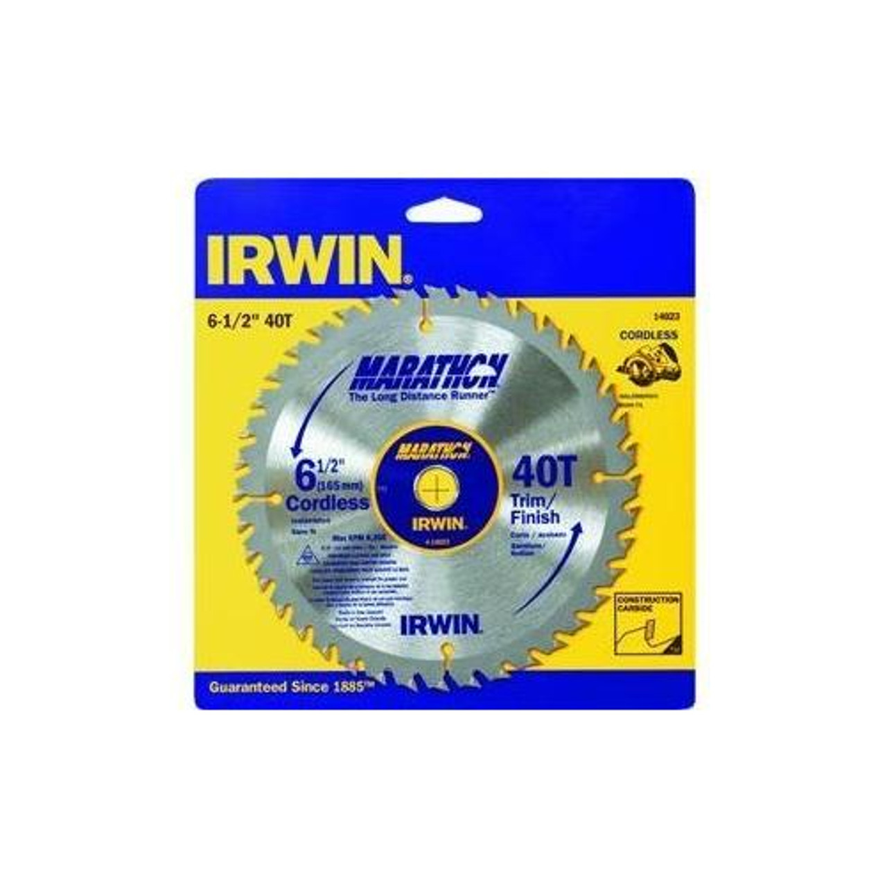 IRWIN Tools MARATHON Carbide Cordless Circular Saw Blade, 6 1/2-inch, 40T (14023)