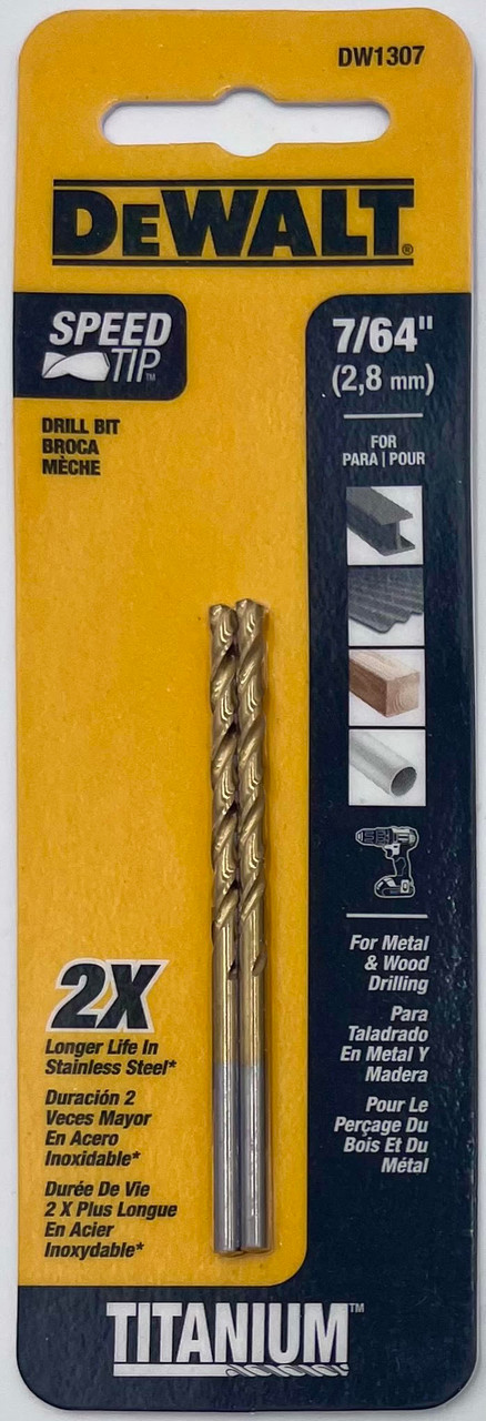 DeWalt DW1307 Speed Tip Titanium Drill Bit 2pcs 7/64 in