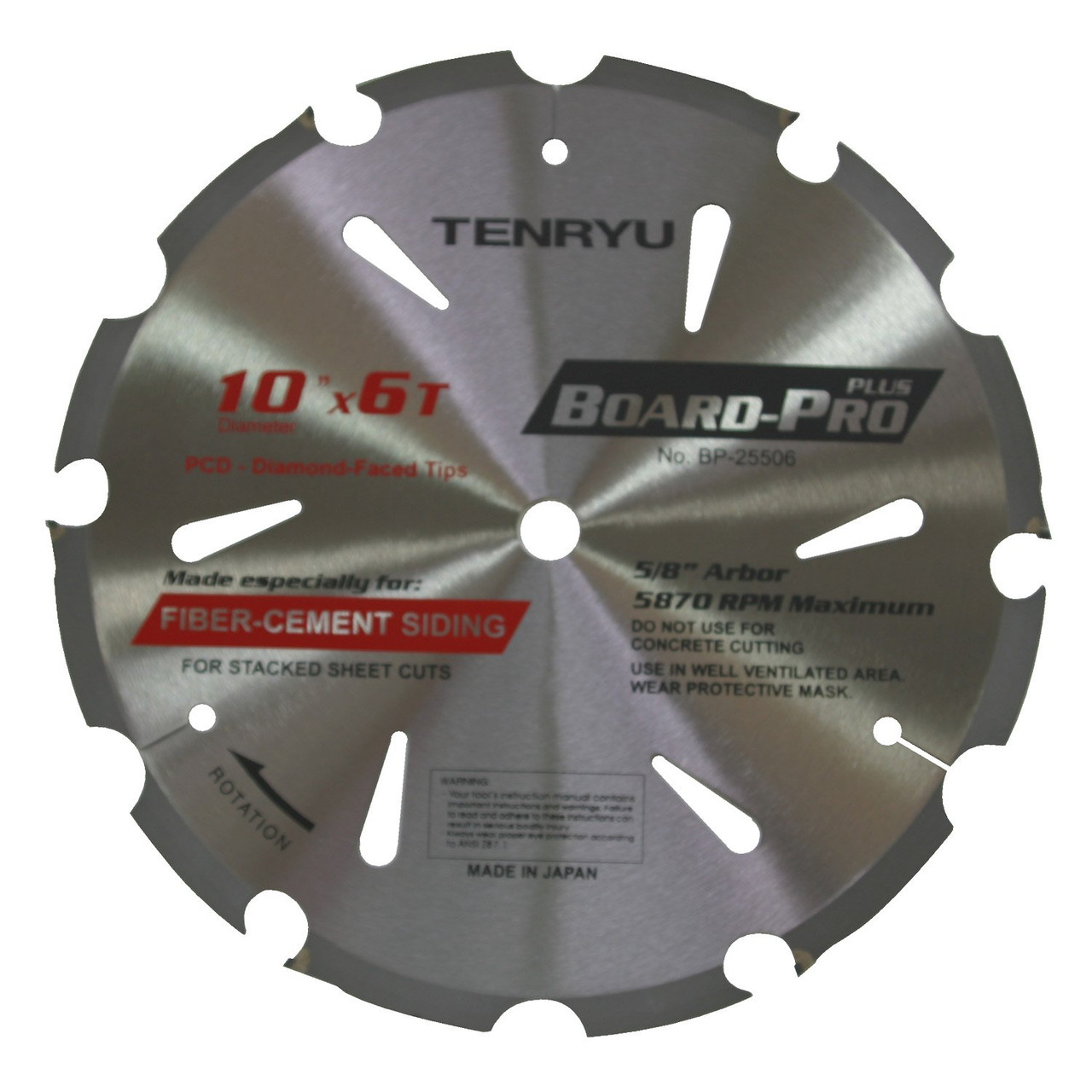 TENRYU BP-25506 Board-Pro Plus Fiber Cement 10"" 6T Saw Blade