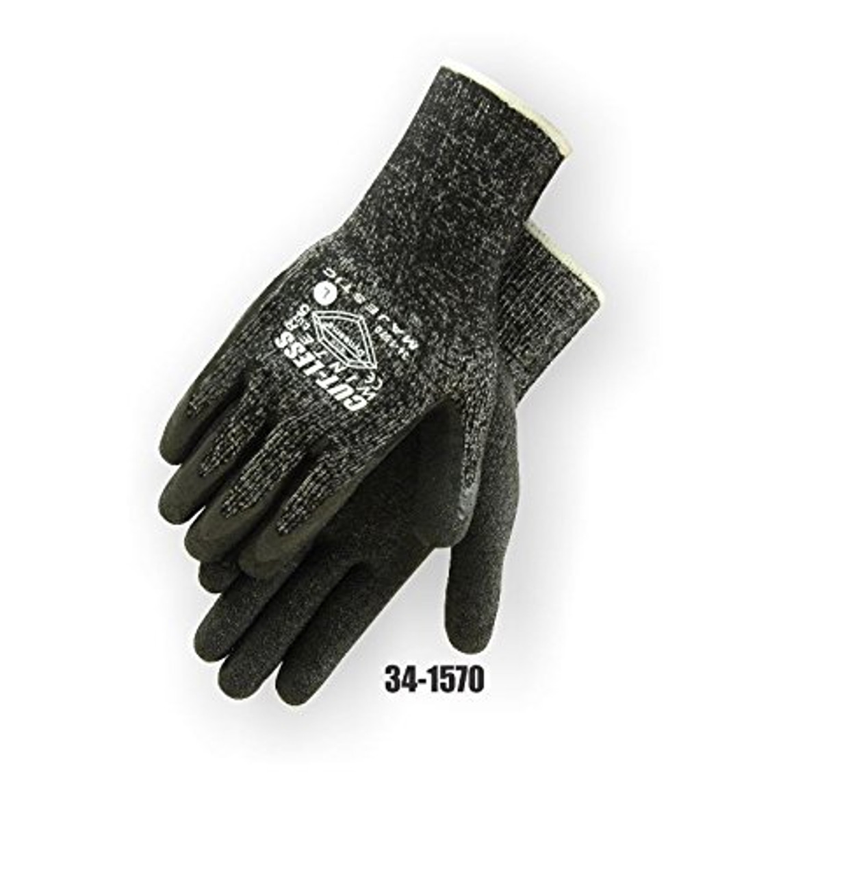 Majestic Glove 34-1570/L Industrial Gloves, Dyneema, Latex Palm, Lined, Level 5, Large, Black (Pack of 12)
