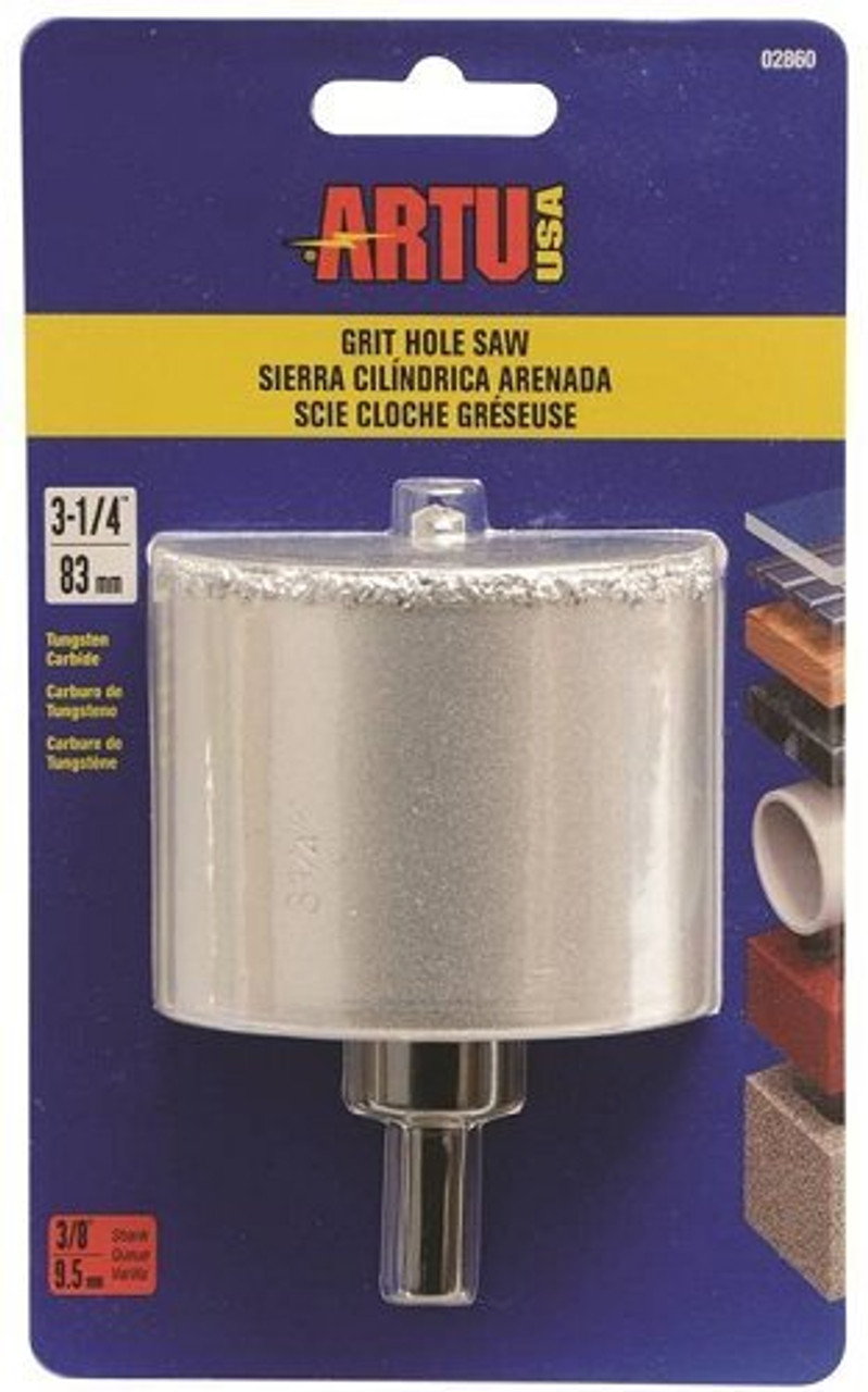 Artu 02860 Hole Saw Tc Grit 3-1/4in W/Arb