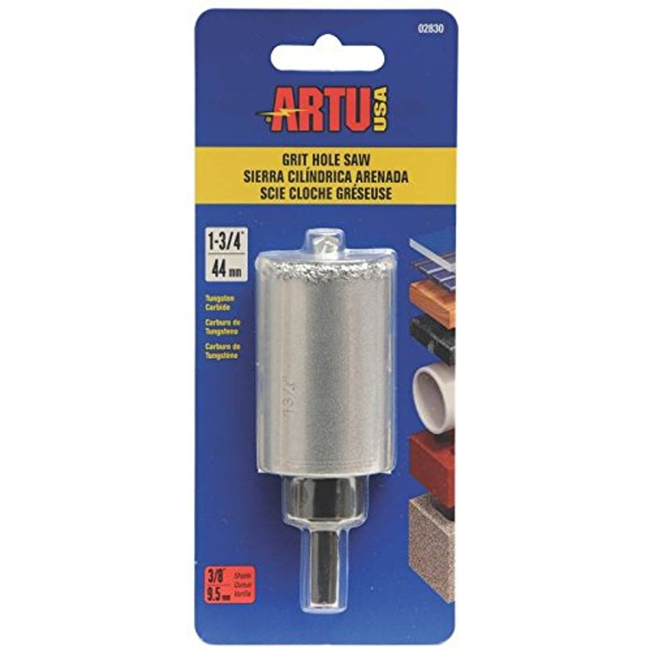 Artu 02830 Hole Saw Tc Grit 1-3/4in W/Arb