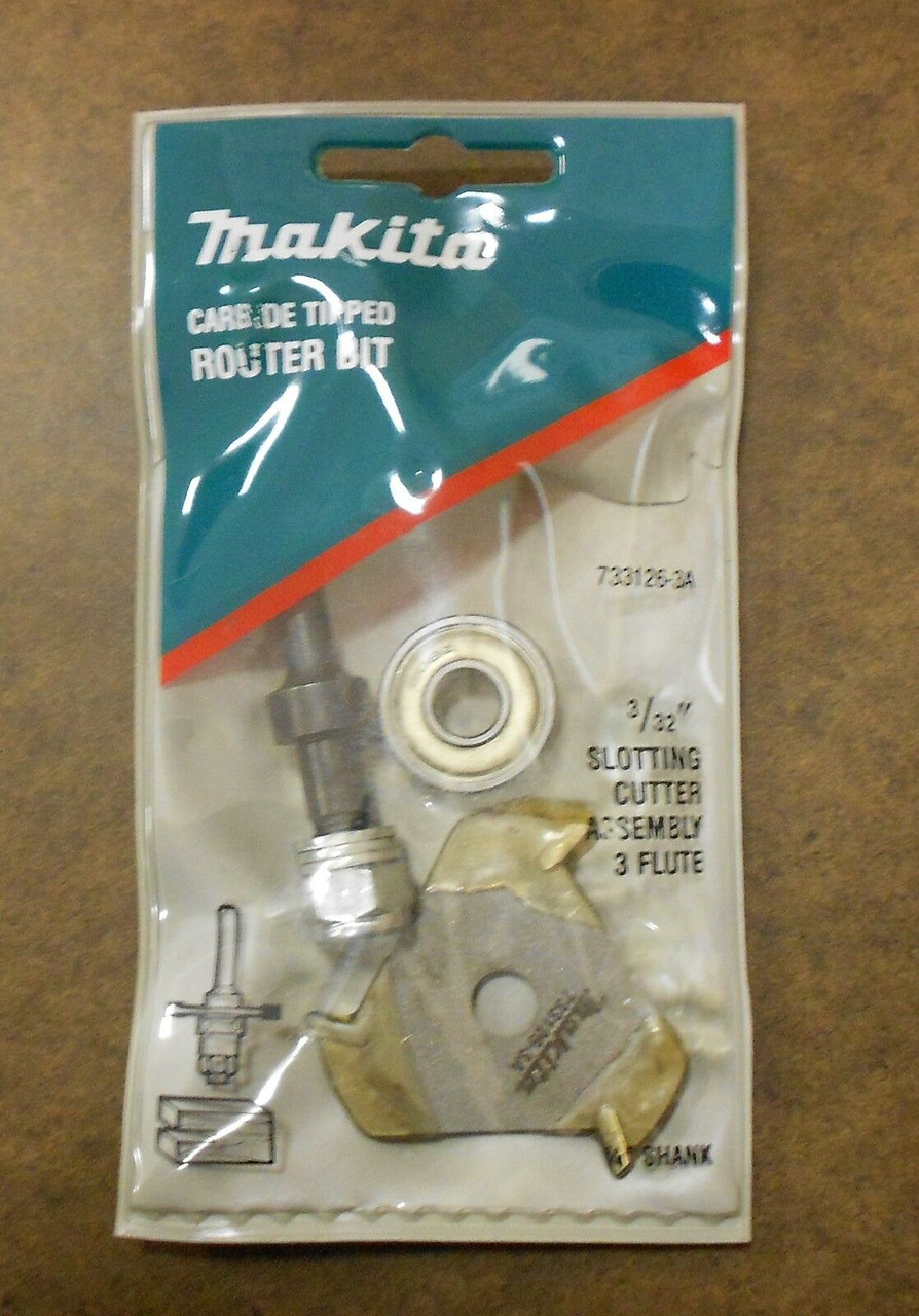 Makita Router Bit 733126-3A 3/32" slotting cutter assembly 3 flute