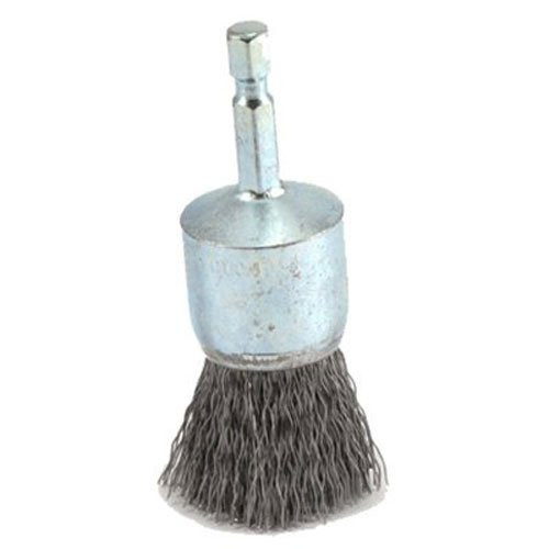 Forney 72737 1-Inch x .012 x 1/4-Inch Hex Shank, Coarse Wire Crimp End Brush