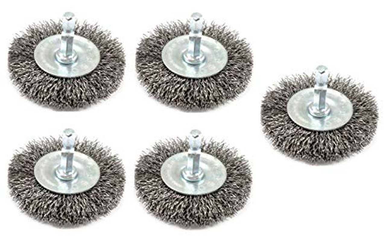 Forney 72733 Wire Wheel Brush, Coarse Crimped with 1/4-Inch Hex Shank, 2-1/2-Inch-by-.012-Inch