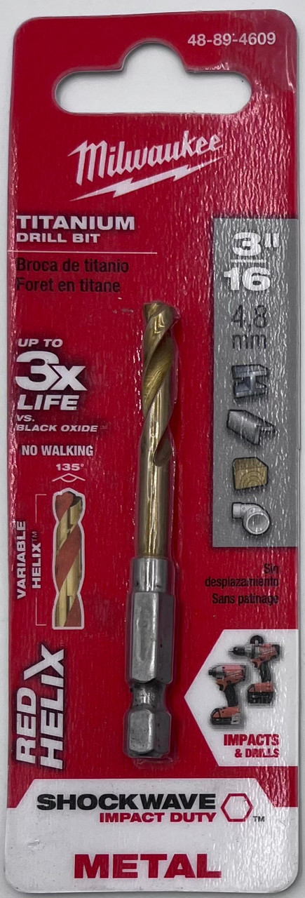 Milwaukee 48-89-4609 Titanium Impact Drill Bit 3/16"