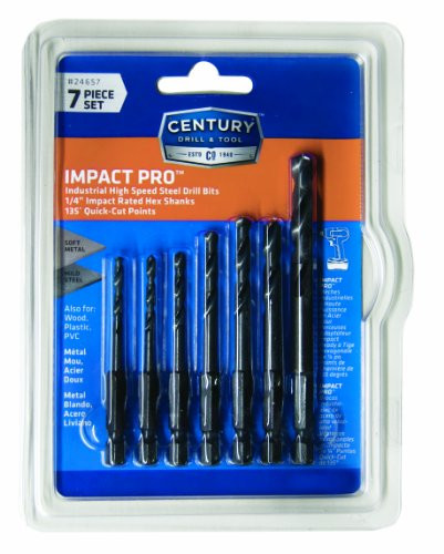 Century Drill & Tool 24657 Impact Pro Black Oxide Drill Bit Set, 7-Piece