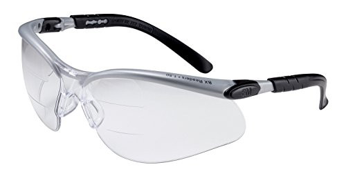 3M 11457 BX Dual Reader Protective Eyewear Clear Anti-Fog Lens, Silver/Black Frame, +1.5 Top/Bottom Diopter