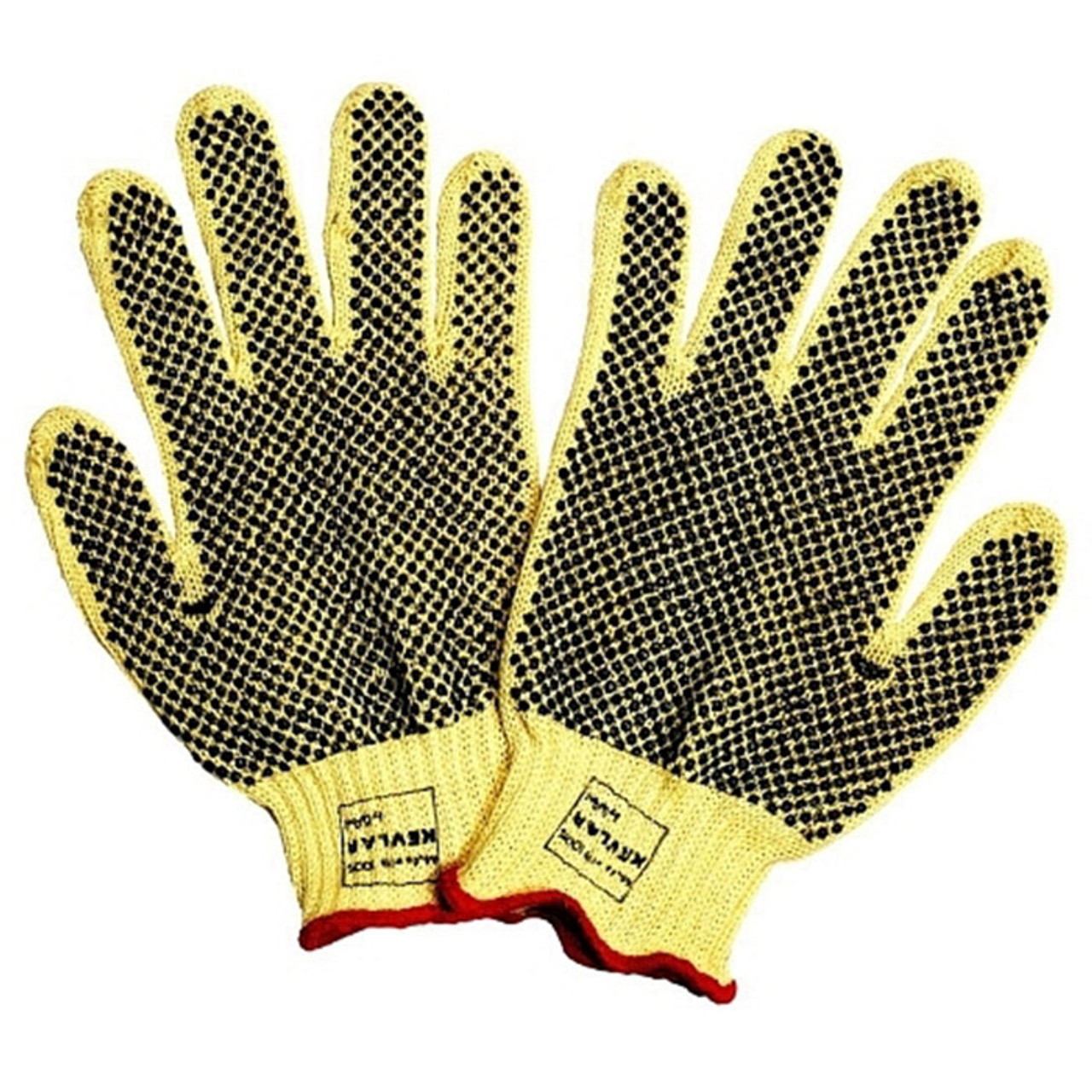 Cordova 3075S 100% Kevlar, 7 Gauge Machine Knit, 2-Side PVC Dot Work Gloves - Dozen - Small