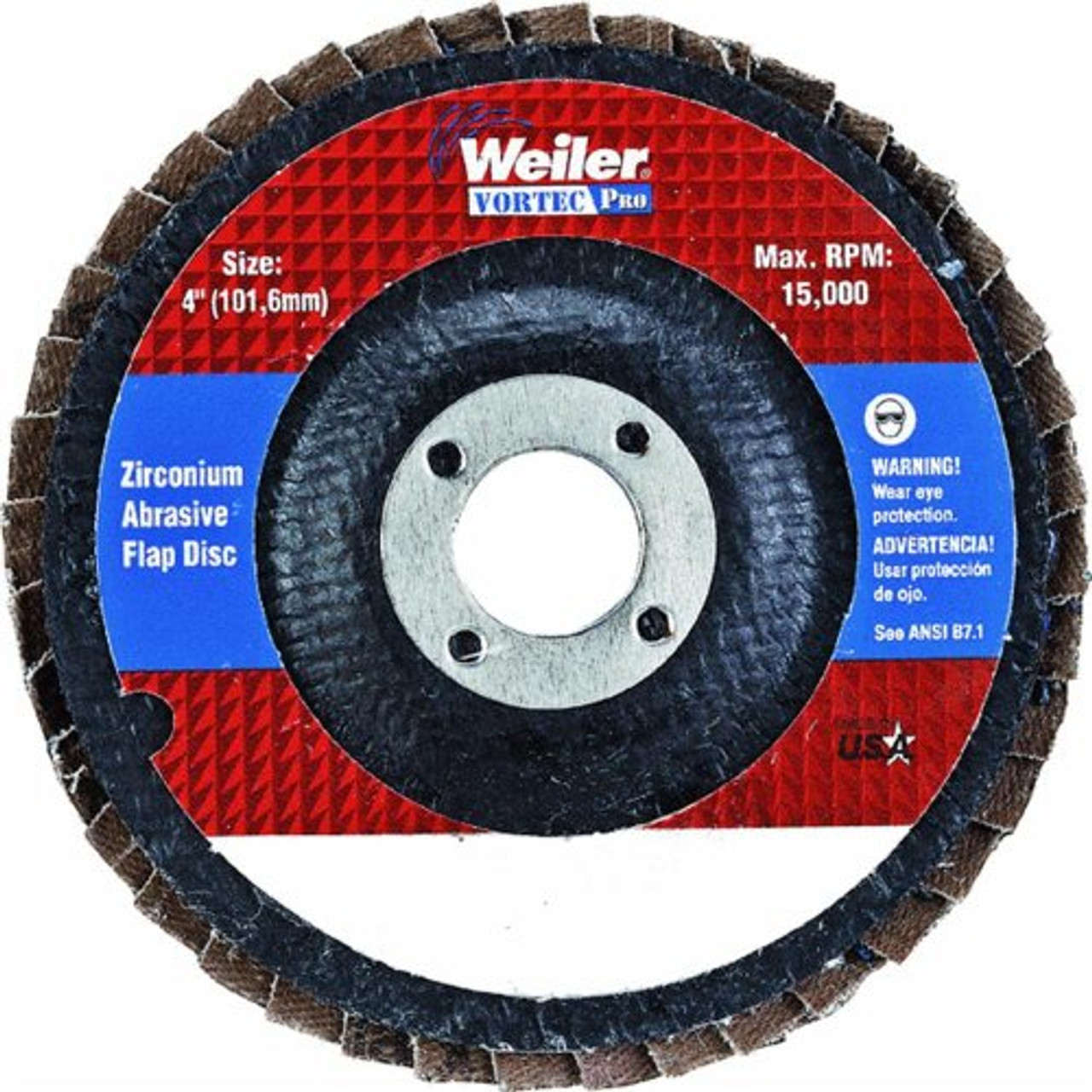 Weiler 30825 29 Non-Woven Zirconium Medium Grade Flap Disc, 4