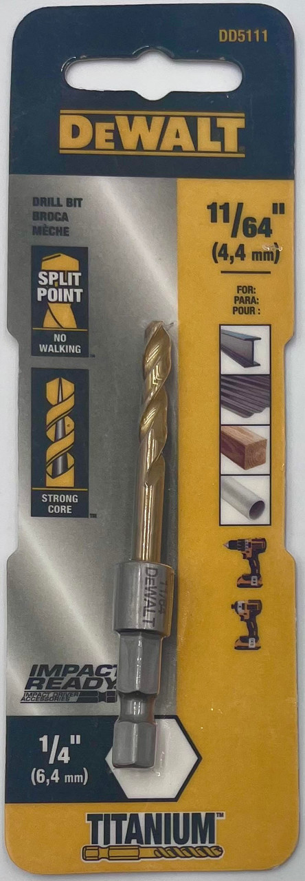 DeWalt DD5111 Split Point Impact Ready Titanium Drill Bit 11/64 in