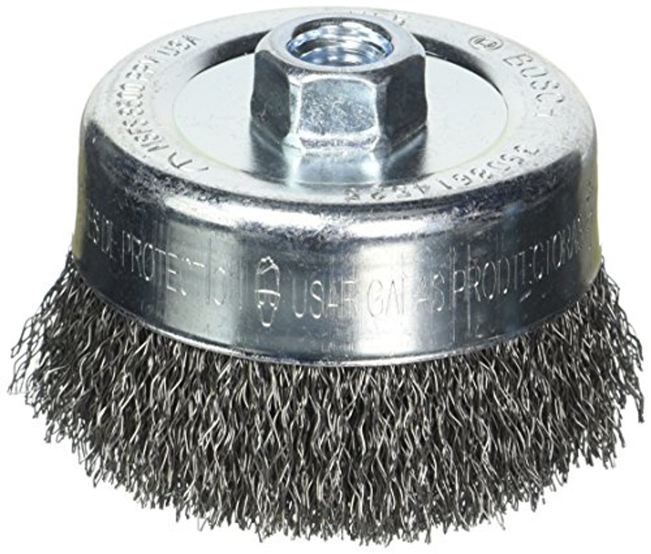 Bosch WB525 4-Inch Crimped Carbon Steel Cup Brush, 5/8-Inch x 11 Thread Arbor