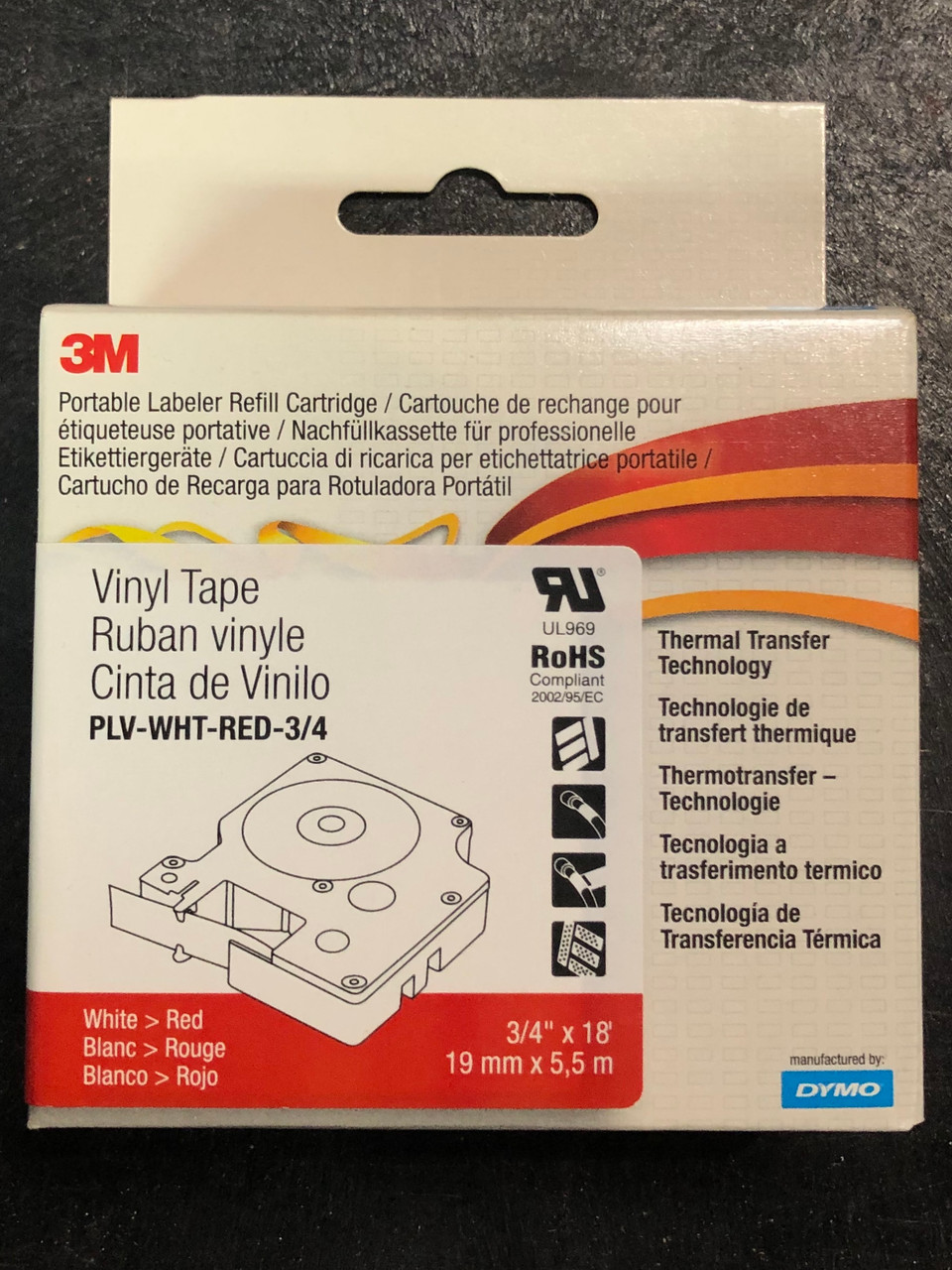 3M - PLV-WHT-RED-3/4 - 3M PLV-WHT-RED-3/4 Tape Refill Cartridge, 0.75" x 18'