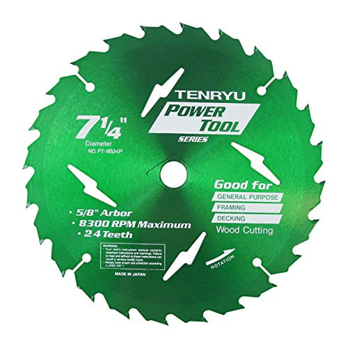 Tenryu PT-18524, 7-1/4" 24T Wood Cutting Circular Saw Blade - Bulk
