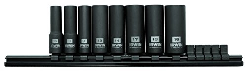 IRWIN Tools 1882413 Impact Performance Series Deep Well Socket Bits, 3/8-Inch Square Drive, 8-Piece