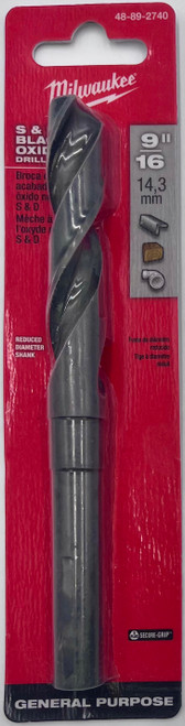 Milwaukee Drill Bit, 9/16 In, Black Oxide