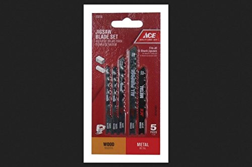 Ace 23276 Wood/Metal U-Shank Jigsaw Blade Set, 5-Piece
