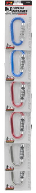 Performance Tool 20194 3" Combination Lock Carabiner - Assorted Colors Performance Tool 20194 3" Combination Lock Carabiner - Assorted Colors